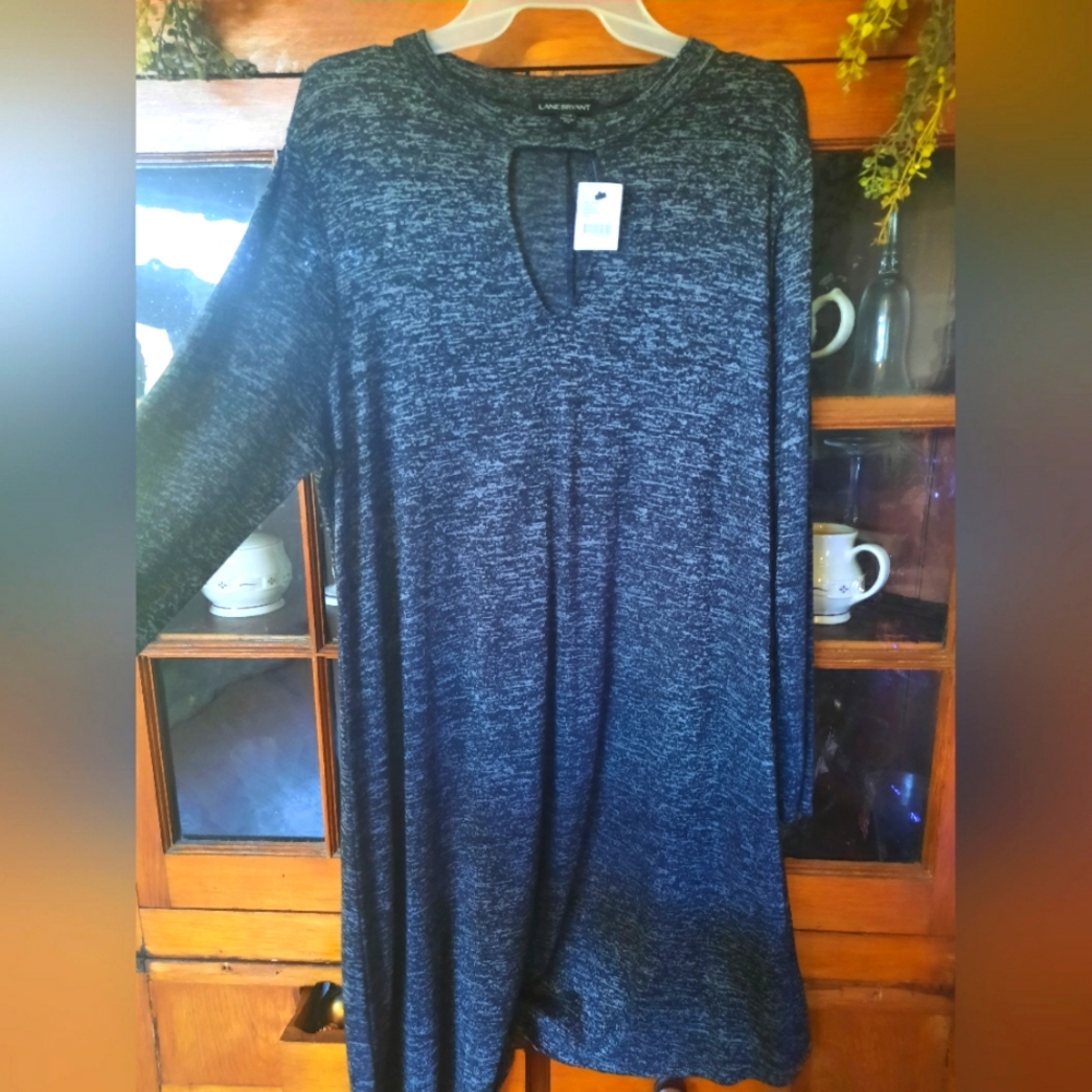 DRESS Lane Bryant size 14/16 keyhole, charcoal gray color